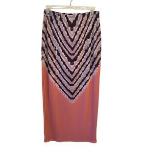 AFRM Felix Midi Skirt Small Tie-Dye Mesh Overlay Pencil Resort Festival Coral